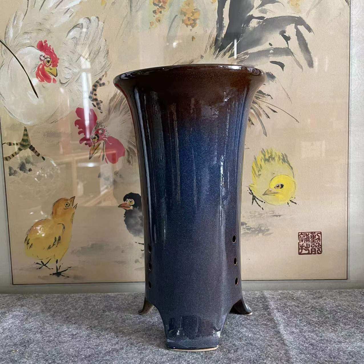 三足宝石蓝釉变陶瓷兰花盆盆景花盆包邮,标准件/零部件/工业耗材,输送带/传送带,淘宝优惠券,粉丝福利购,淘宝优惠卷