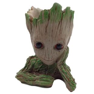 鱼缸装 办公桌面摆件诗品 饰水族格鲁特银河护卫队树人笔筒小花盆