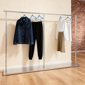 店铺专用货架 挂衣服陈列架子男女装 服装 店展示架不锈钢银色落地式