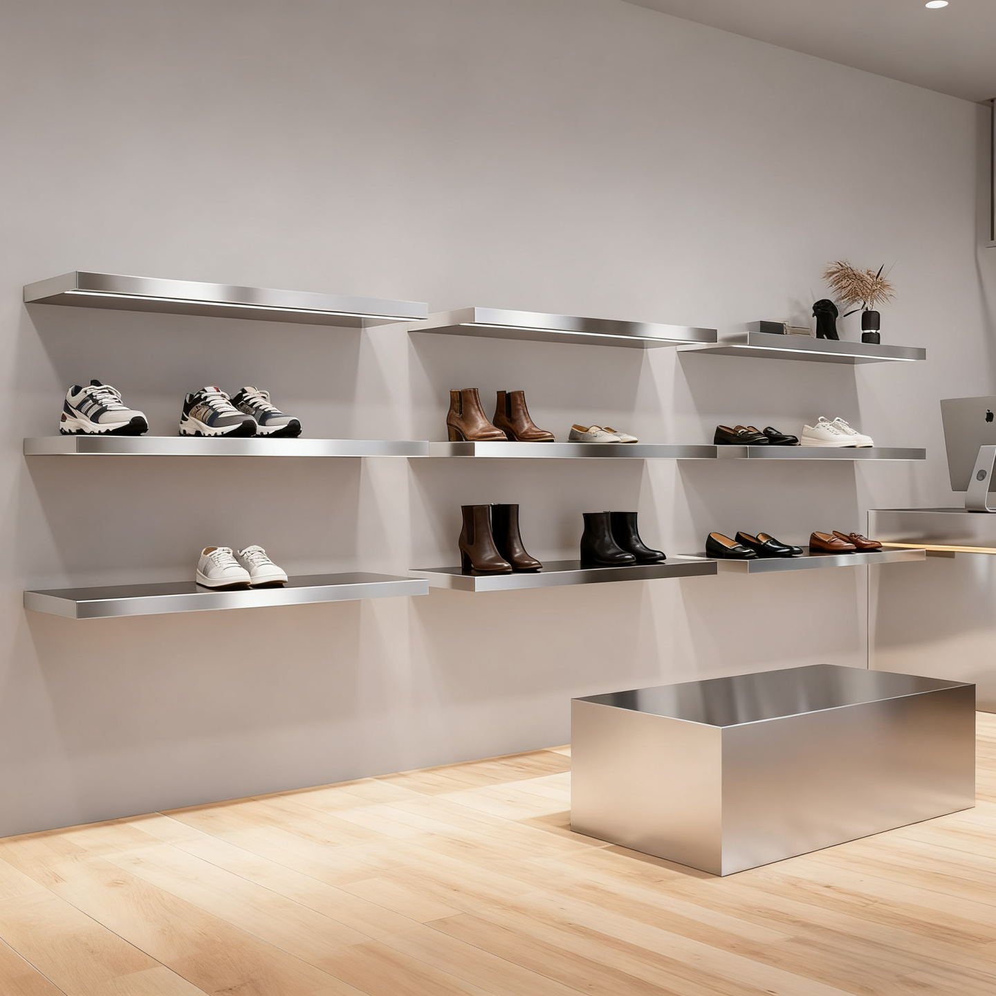 不锈钢上墙壁挂鞋货架