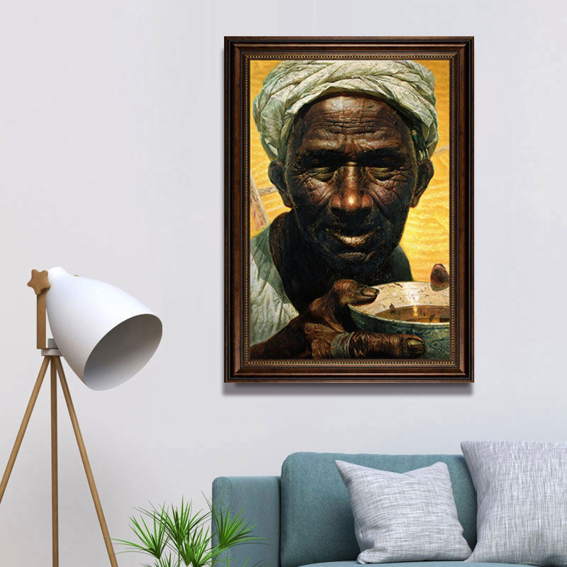 中国农民人物装饰画客厅酒店餐厅背景挂画现代古典罗中立父亲壁画