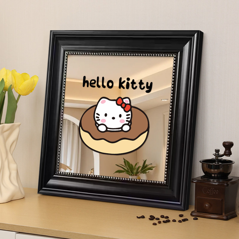hellokitty凯蒂猫镜子装饰画多巴胺客厅镜面挂画卡通儿童卧室壁画