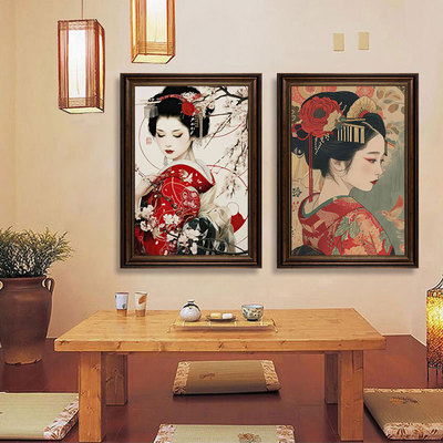 日本艺伎装饰画复古日式和风料理店墙挂画纹身刺青店仕女图墙壁画