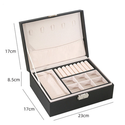 极速New Design Pu Leather Jewelry Box Double-Layer Wooden Ca