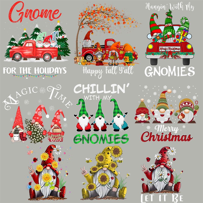 网红Christmas Gnomes Iron On Patches Heat Transfers Stickers