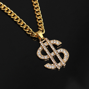 Gold Color Necklace Hop Chain Pendant Rap Dollar 极速Hip