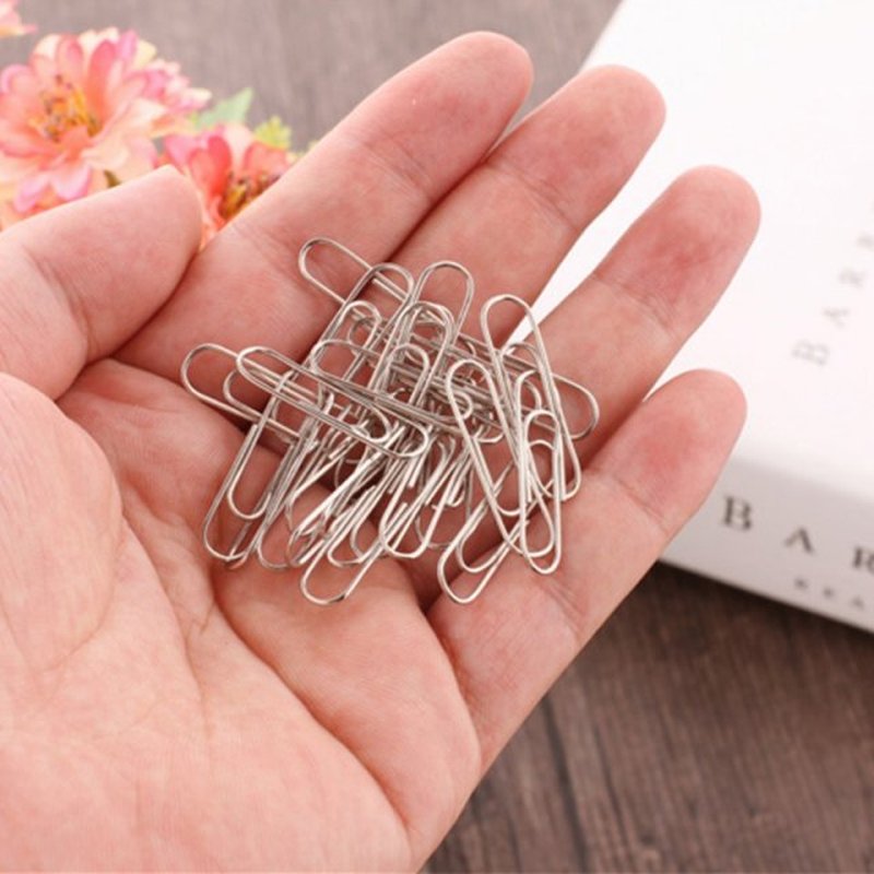 1 Set 75-85Pcs New Office Plain Steel Paper Clips 29mm Paper