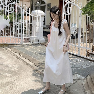 法式荷叶边吊带背心连衣裙仙女春夏多巴胺三亚宽松海边度假长裙子
