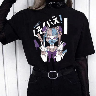 极速Goth Anime Tshirt Tee Aesthetic Women T-shirt Punk Grung