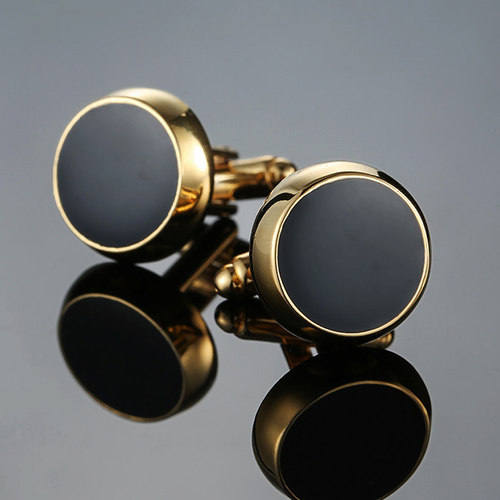 极速Free shipping, new fashion round gold cufflinks mens sh