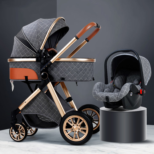 极速Luxury Baby Stroller 3 in 1 High Landscape Baby Cart Can