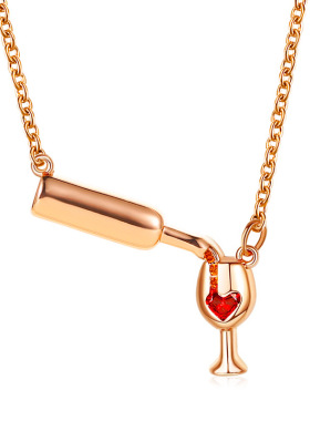 极速2021 Fashion 3 Colors Rose Gold Wine&Cup Necklace Wi
