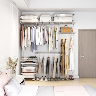 金属衣帽间衣橱收纳架 美达斯2.1米宽砌墙衣柜挂墙式 工厂直销