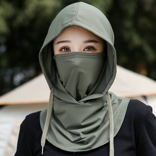 防晒口罩护颈面罩防紫外线挂耳头巾户外骑行遮阳护脸冰丝帽子围脖