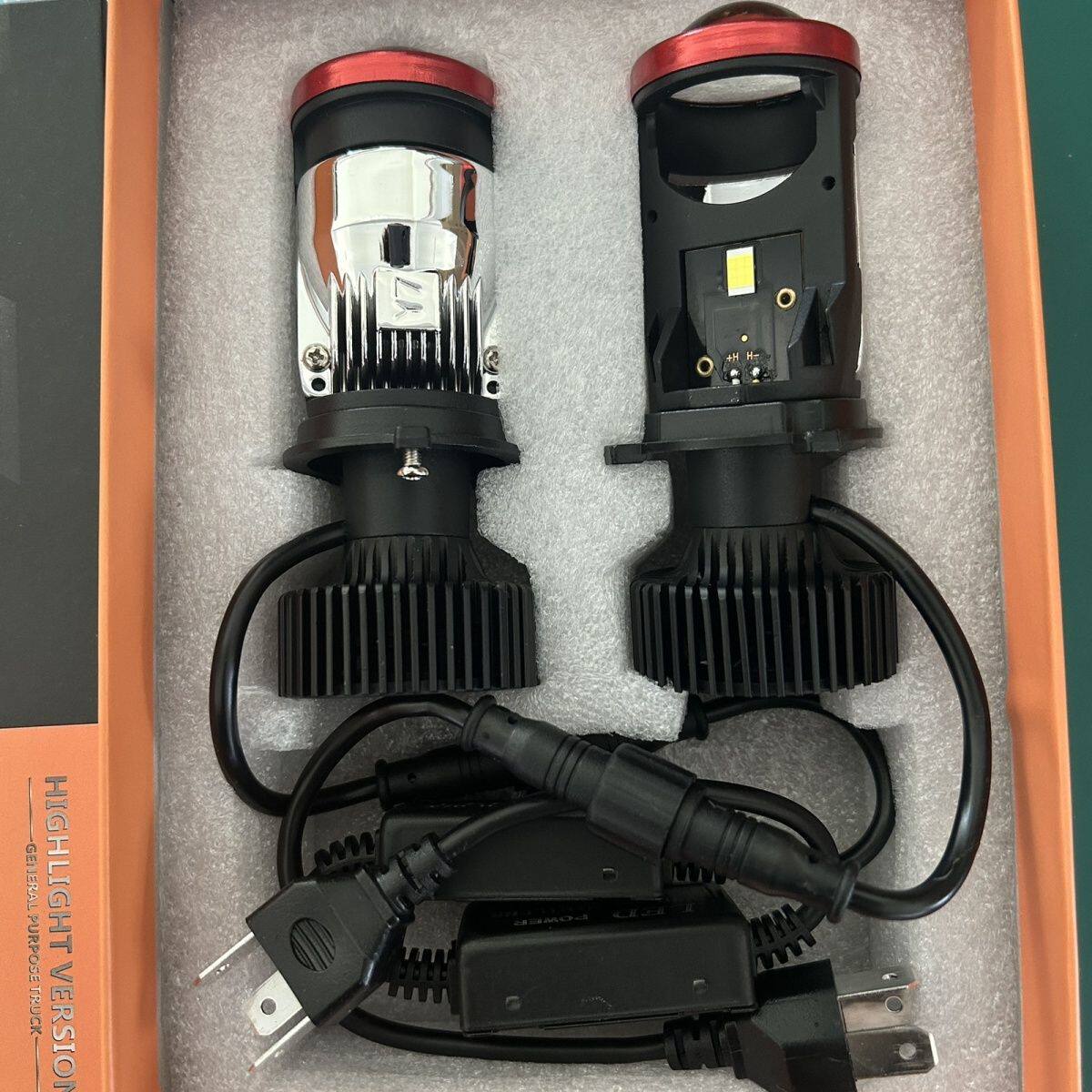 新款透镜汽车led大灯h4双光透镜汽车摩托车ledh4