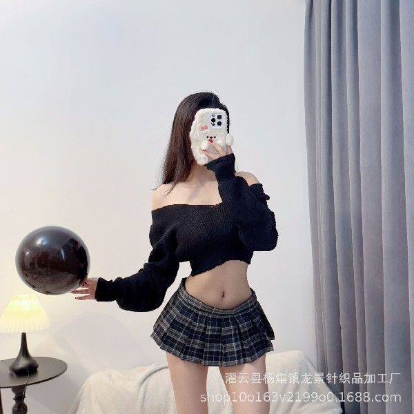 齐13小短裙mini毛衣性感可爱校园低领百褶裙JK制服诱惑格子超短裙