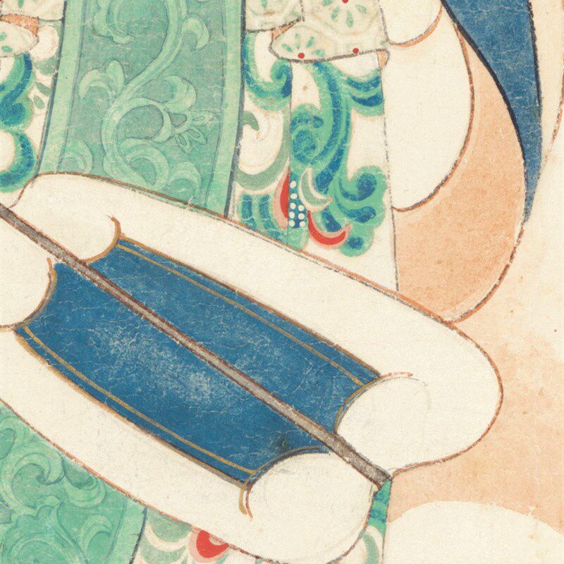 蟠桃献寿图张大千国画芯名家人物祝晚辈贺寿竖幅挂画玄z关仕女复