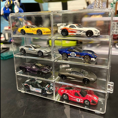 风火轮收纳盒合金小汽车模型TOMICA1:64儿童玩具多美卡透明收藏架