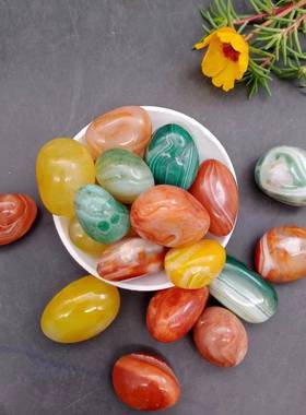 100克玛瑙雨花石玛瑙原石彩色玛瑙粒彩色石子多肉鱼缸铺面造景石