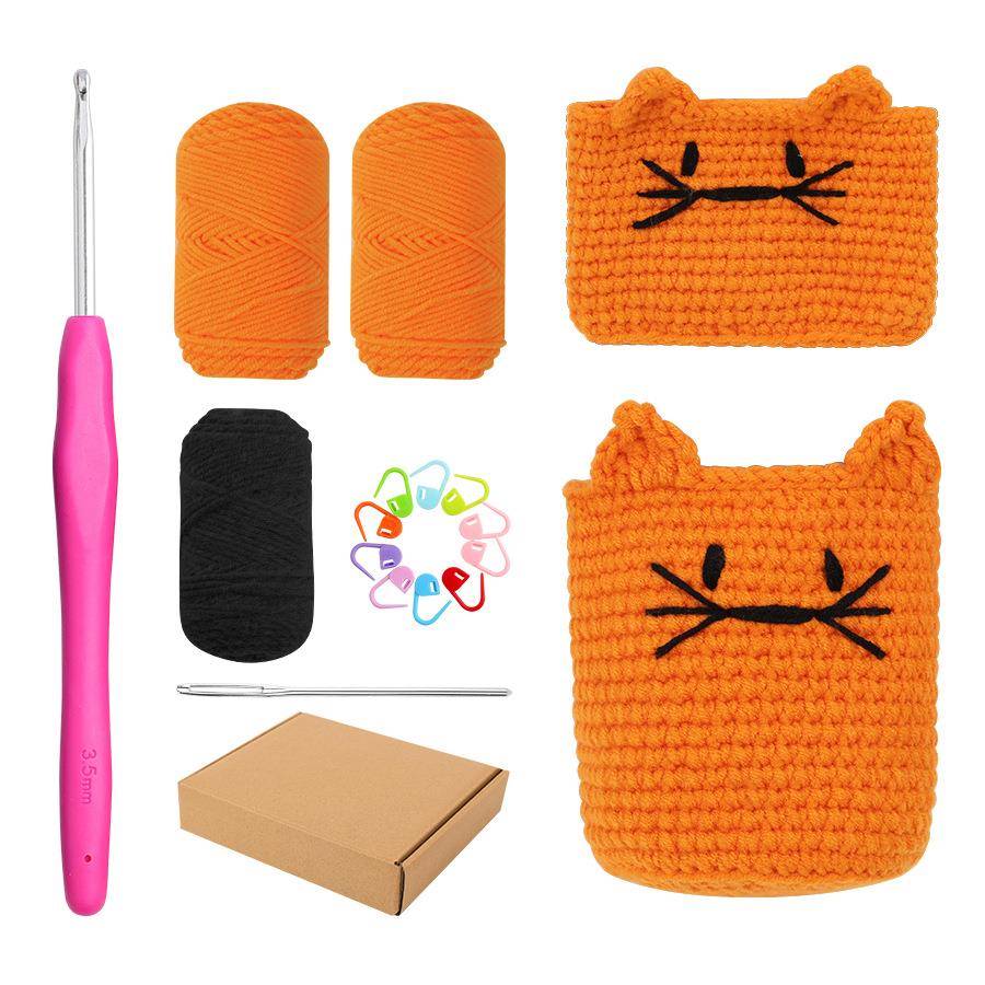 钩织材料包水杯套钩针毛线自编保温杯保护套可爱防烫送跨境热