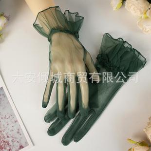 跨境新娘婚纱礼服晚装手套荷叶边手套万圣节歌剧舞会网纱性感