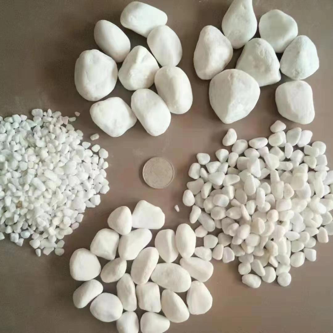 厂家供应白色卵石 白色砾石园林景观用造景胶粘石白石子白色卵石