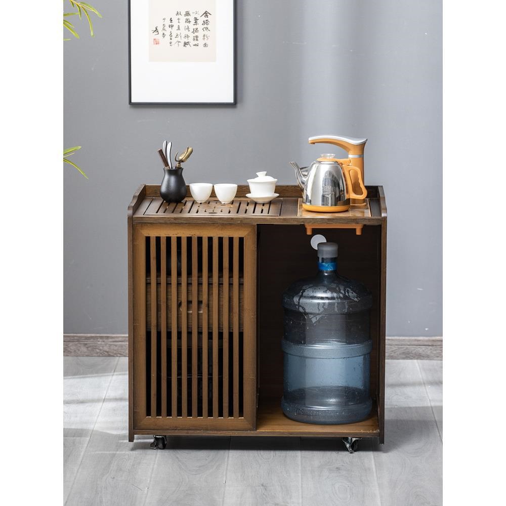 茶台小边柜茶水柜烧水一体茶吧几带轮下置水桶茶室茶具置物架家用