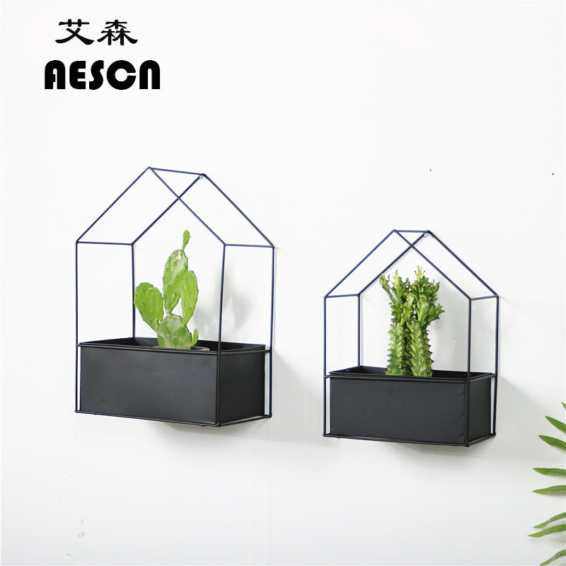 厂家直销北欧风格款创意款铁艺花盆墙壁挂架收纳植置物架装饰盒子