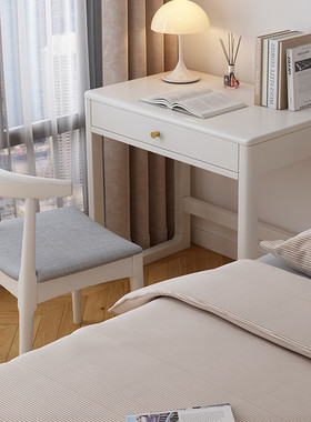 2026北欧实木书桌小户型床边梳妆台长60/70CM现代简约学习办公电