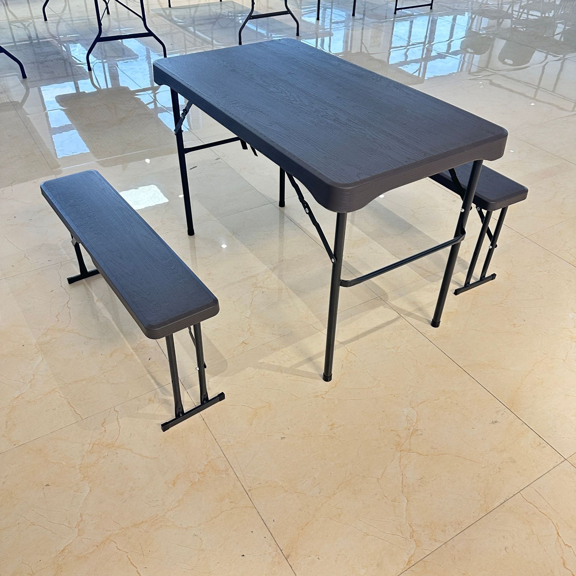 宏桥户外折叠便携式桌椅防木纹塑料座椅野餐聚会家具用品