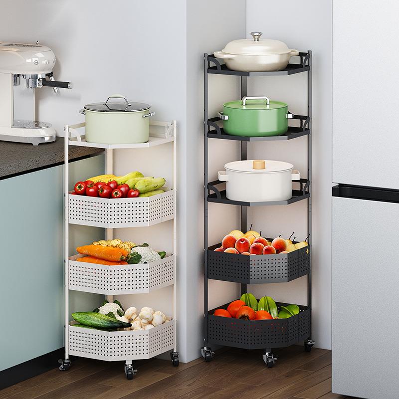 多层果蔬配菜置物架可移动置物架带轮万向轮锅具厨房夹角置物架