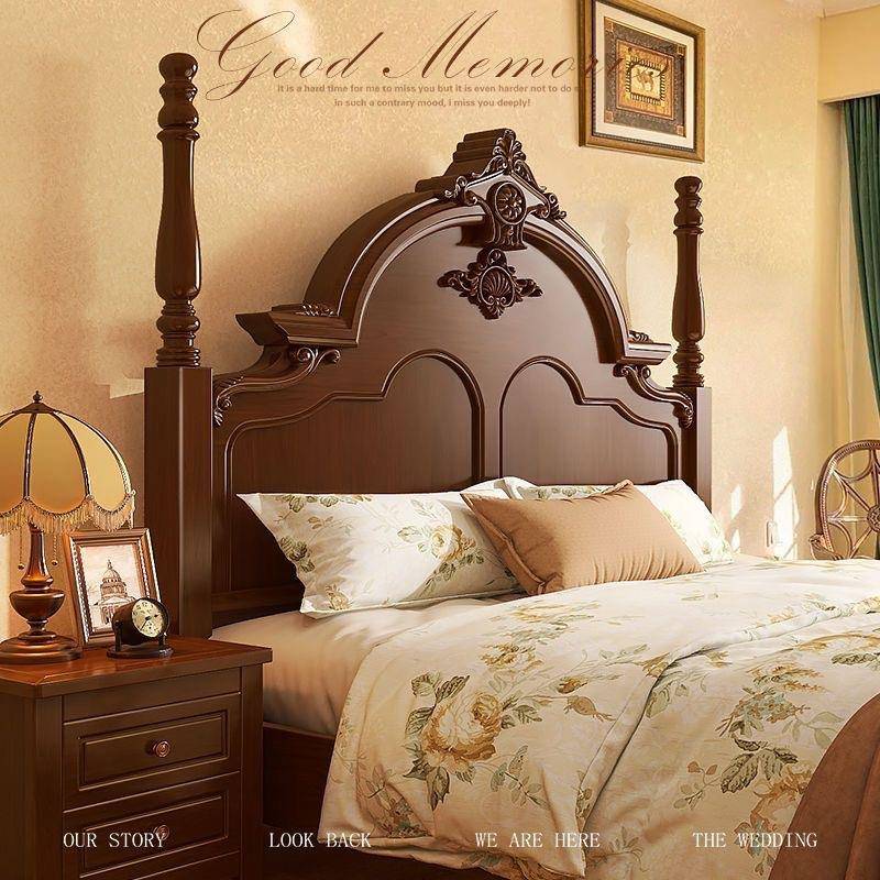 复古法式实木床美式现代双人床简约中古风1.5M安娜床主卧大婚床