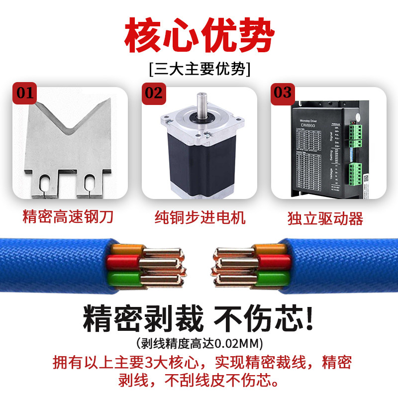 全自动电脑剥线机剥裁下线机护套线内外一体剥皮机硬电缆线折弯机