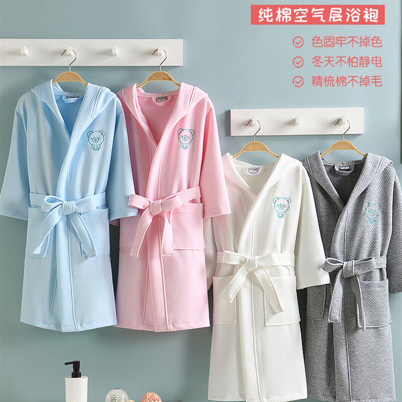 A类儿童浴袍连帽男童女童纯棉吸水速干秋冬季保暖游泳卡通浴衣