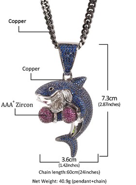 Pendant金刚Boxing嘻哈潮hiphop拳击拳套鲨鱼男Shark拳王玉项链