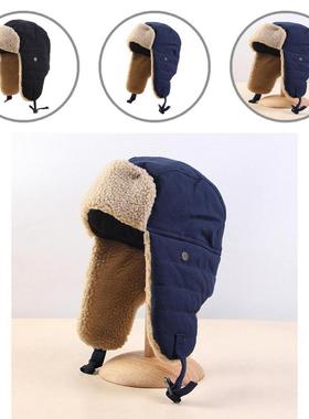 New Fleece Bomber Hat Winter 2021 Autumn Warm Wool Fur Russi