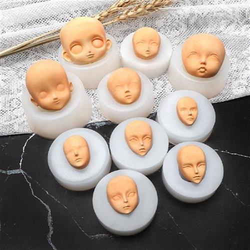 3D Baby Face Silicone Molds Q Version Facial Mould  Doll