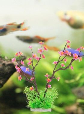 Fish Tank Landscaping Ecofriendly Plum Flower Fadeless