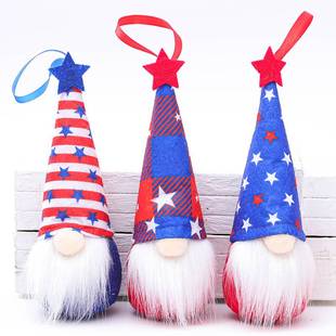 Gnome Independence Day 4th Ornaments July Hanging Set
