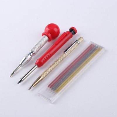2pcs Solid Carpenter Pencils with 6 Refills Set Mechanical
