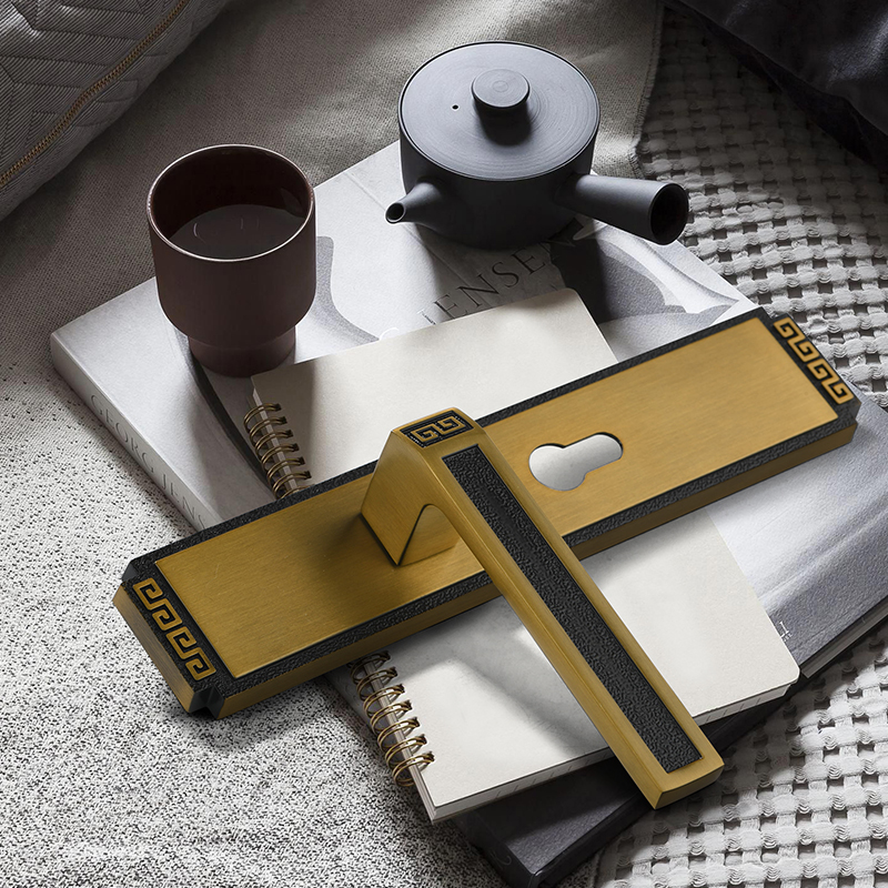 新中式仿古门锁室内卧室房门锁实木门黑色静音家用通用型磁吸锁具