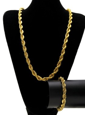 街头链子潮超粗男大金简约1cm欧美素链链麻花手錬气质嘻哈ins项链