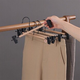 5 PCS Iron and Wood Hanger with Clip for Skirt Shorts Pants