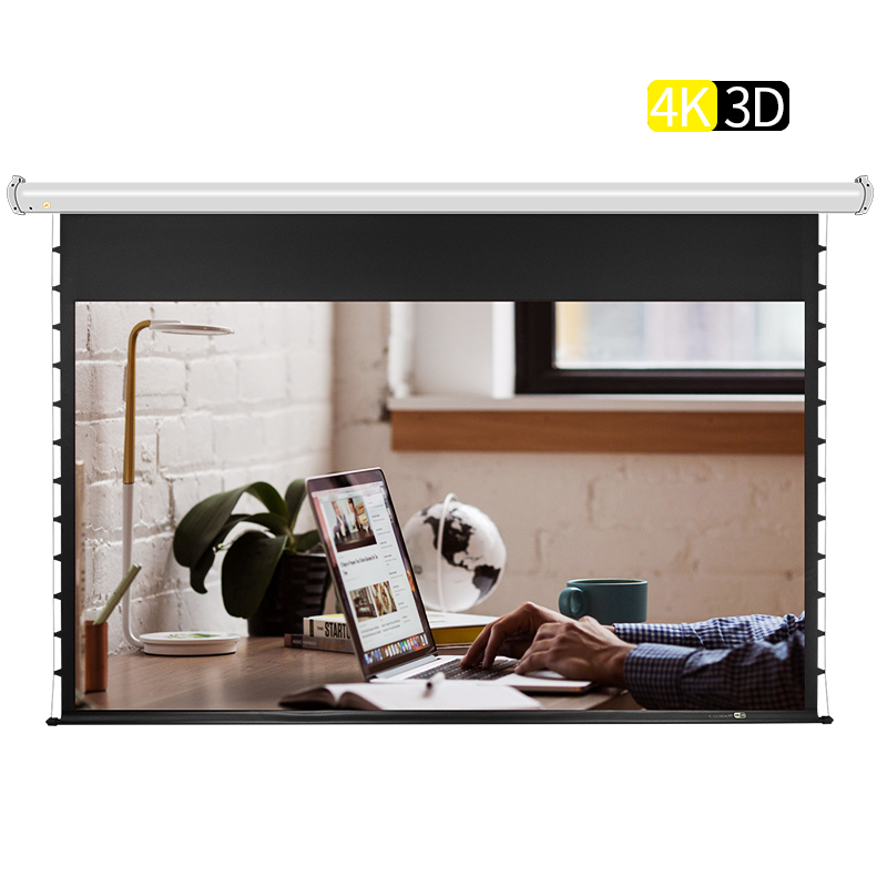 经科JK电动投影幕布高清家用100寸 120寸150寸16:9 4K 3D拉线幕布