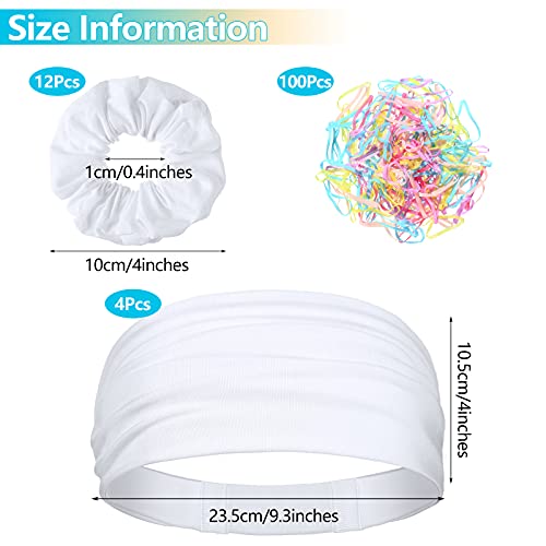 极速17 Pieces White Scrunchies and Hair Headbands for Tie Dy