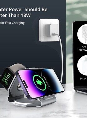 Bonola Foldable 3 in 1 Magnetic Wireless Charger Stand for A