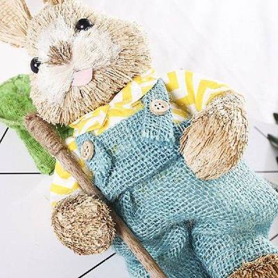 OOTDTY 12 Styles Cute Straw Rabbit Bunny Easter Decorations