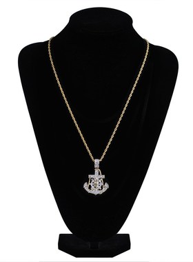 嘻哈船锚十字架潮牌Anchor男士吊坠欧美个性船舵锆石项链Jesusins