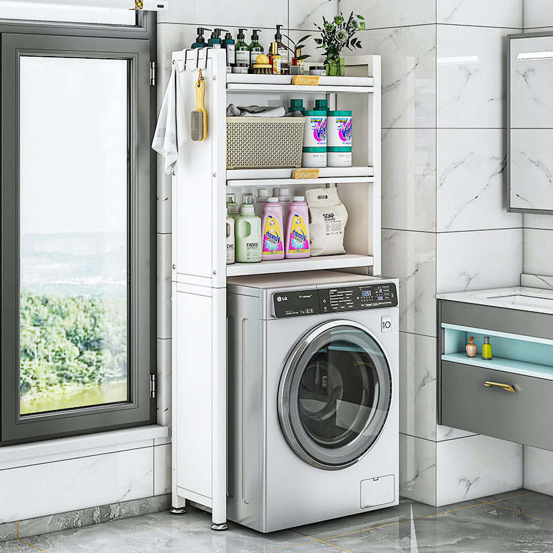 带柜子阳台滚筒洗衣机置物架上方收纳柜落地多层现代简约家用架子