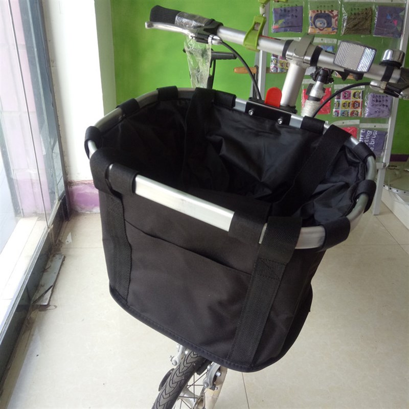 电动折叠自行车车筐把立杆管锁扣快拆铝合金车篮子帆布车娄前车筐